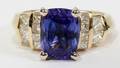 120043 14 KT YELLOW GOLD  TANZANITE RING WDIAMONDS