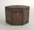 English quillwork tea caddy ca 1800