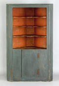 Pennsylvania or New Jersey painted pine onepiece corner cupboard ca 1800