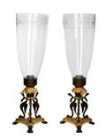 Pair of Empire Style Parcel Gilt Bronze Hurricanes