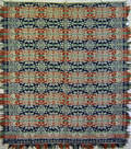 Red blue and green jacquard coverlet