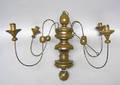 Turned wood and tin chandelier