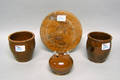 Redware bank with orange glaze