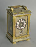 French brass carriage clock signed Aiguilles with alarm mechanism