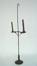 Wrought iron double arm candlestand early 19th c