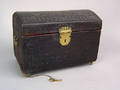 English dome lid leather lock box mid 18th c