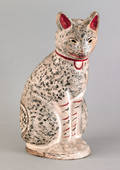 Large chalkware cat 19th c