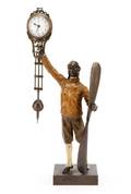 Cold Painted Bronze Figural Swing Clock Aviator