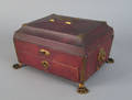 English leather covered sewing box early 19th c