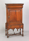 George I walnut spice chest on frame ca 1720