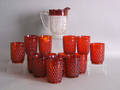 Fifteen pcs of hobnail glass lemonade set