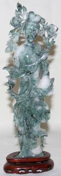 101100 CHINESE GREENTOWHITE JADE QUAN YIN FIGURE