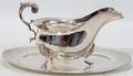 111092 WARREN D PERRY STERLING GRAVY BOAT ON TRAY