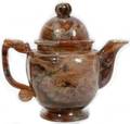 101098 CHINESE HANDCARVED AGATE TEAPOT H6 W7