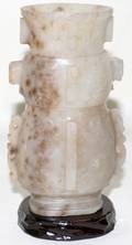 101091 CHINESE MOTTLED GREYTOBROWN JADE VASE H6