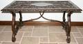 101068 SPANISH HANDCARVED WALNUT TRESTLE TABLE