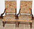 101067 ENGLISH MAHOGANY  NEEDLEPOINT ARMCHAIRS