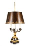 French Bronze  Marble Three Light Bouillotte Lamp