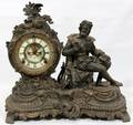 111133 ANSONIA SPELTER FIGURAL CLOCK 19TH C L16