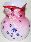 111106 VICTORIAN ENAMELED PEACH BLOW GLASS VASE