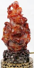 101110 CHINESE CARNELIAN URN MOUNTED AS A LAMP