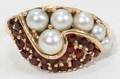 110073 14K YELLOW GOLD RING WPEARLS  GARNETS
