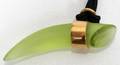 101150 DAUM GREEN CRYSTAL HORN PENDANT WSILK CORD