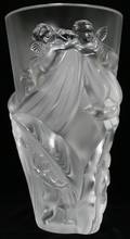 101138 LALIQUE CRYSTAL ANGELS VASE H105 DIA6