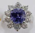 112085 45CT TANZANITE  15CT DIAMOND RING