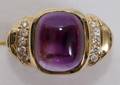 101196 14K GOLD AMETHYST CABOCHON  DIAMOND RING