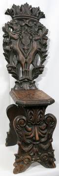 101188 ITALIAN CARVED OAK HALL CHAIR 19TH C H50