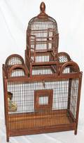 110121 WOOD  METAL BIRD CAGE 19TH C H38 W93 L21