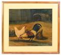 Signed 1915 American School Oil Three Chickens
