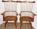 121245 LEOPOLD STICKLEY ARM CHAIRS WPLANK SEATS