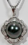120122 13MM GENUINE PEARL  13CT DIAMOND PENDANT
