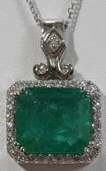 120119 54CT EMERALD  3CT DIAMOND PENDANT 5 SQ