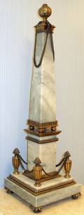 113105 CARVED MARBLE  BRONZE OBELISK H225 W65