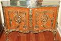 112191 LOUIS XV STYLE MARBLE TOP WALNUT COMMODE