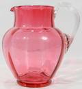 101314 VICTORIAN CRANBERRY GLASS PITCHER 19TH C