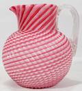 101309 VICTORIAN CRANBERRY OPALESCENT GLASS PITCHER