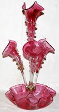 101308 VICTORIAN CRANBERRY GLASS EPERGNE C1870