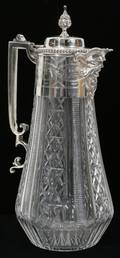 101283 SHEFFIELD PLATE  CUT CRYSTAL CLARET JUG