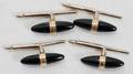 121300 14K YELLOW GOLD  ONYX STUD SET FOUR PIECES