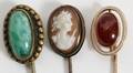121292 ANTIQUE AMBER JADE  CAMEO STICK PINS L25