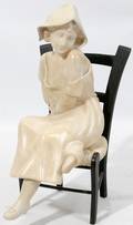 112243 MARBLE FIGURE OF WOMAN SITTING ON CHAIR H10