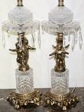 112225 BRASS COATED METAL  GLASS LAMPS H245