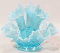 111372 VICTORIAN STYLE BLUE OPALESCENT GLASS EPERGNE