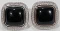 120202 5CT DIAMOND  BLACK ONYX CUFFLINKS 6 SQ