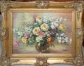112258 R FROHLICH OIL ON BOARD FLOWERS IN A VASE