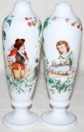 111400 CONTINENTAL MILK GLASS VASES LATE 19TH C